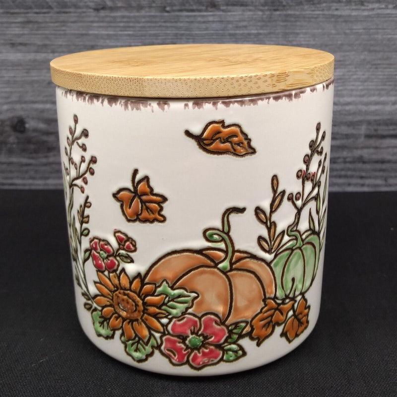 Load image into Gallery viewer, Saddlebrook Farm Fall Harvest 4&#39;&#39; Canister and Lid with Sunflowers and Pumpkins
