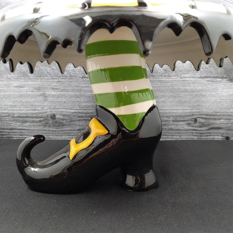 Load image into Gallery viewer, Halloween Witch Feet Cake Stand by Blue Sky Clayworks and Heather Goldminc
