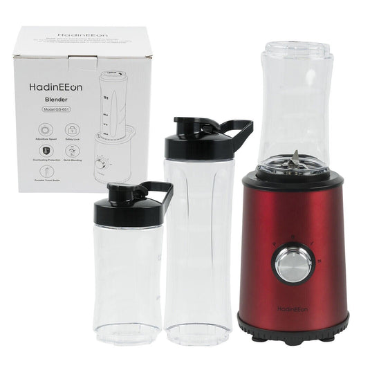 HadinEEon GS-651 Blender 3 Speeds Adjustable Stainless Steel Red for Smoothies