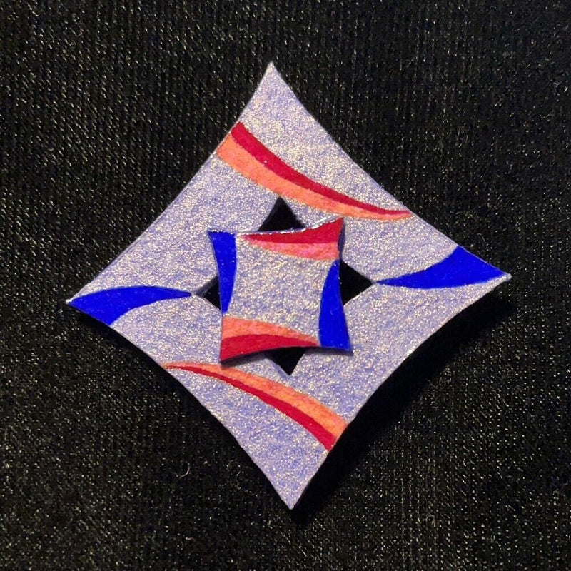 Load image into Gallery viewer, Curvy Square Jewelry Art Brooch in blue Violet Red Pink and Ultramarine Blue
