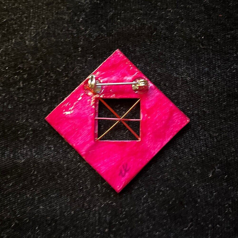 Load image into Gallery viewer, Curvy Square Jewelry Art Brooch in blue Violet Red Pink and Ultramarine Blue

