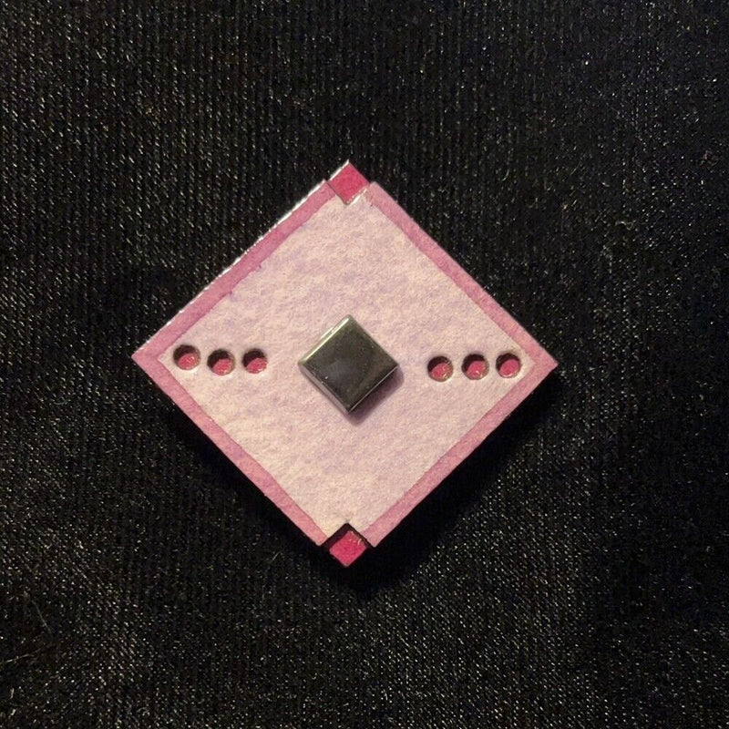 Load image into Gallery viewer, Purple Square Jewelry Art Brooch With Painted Hole Accent Hematite Cabochon
