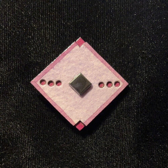 Purple Square Jewelry Art Brooch With Painted Hole Accent Hematite Cabochon