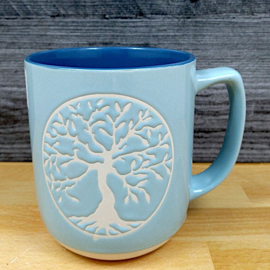 Love Life Vision Tree Coffee Mug 18oz (532ml) Embossed Beverage Tea Cup Blue Sky