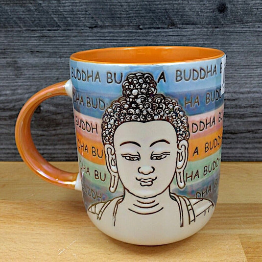 Buddha Mood Coffee Mug 18oz (532ml) Embossed Beverage Tea Cup Blue Sky