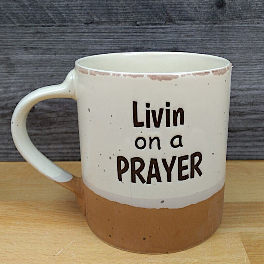 Living on a Prayer Coffee Mug 18oz(532ml) Embossed Beverage Tea Cup by Blue Sky