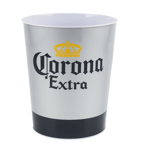 Corona Extra Waste Bin Silver by The Tin Box Company Popcorn Bucket 9.5