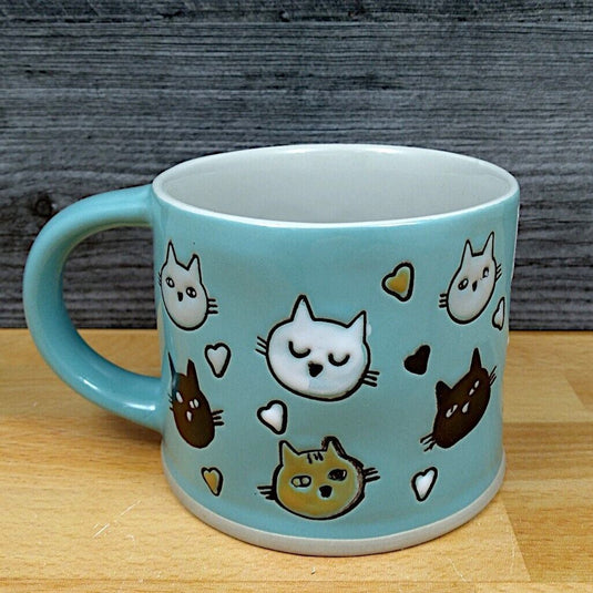 Cat Lovers Coffee Mug 17oz (455ml) Embossed Beverage Cup Blue Sky