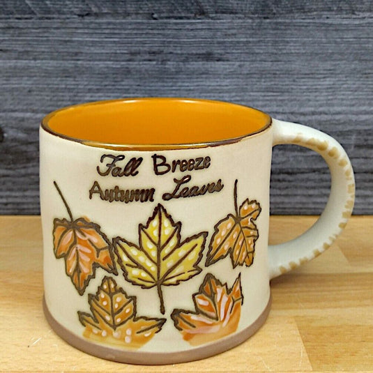 Fall Breeze Autumn Leaves Coffee Mug 17oz (455ml) Embossed Beverage Cup Blue Sky