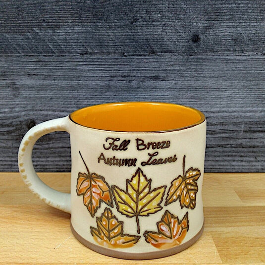 Fall Breeze Autumn Leaves Coffee Mug 17oz (455ml) Embossed Beverage Cup Blue Sky