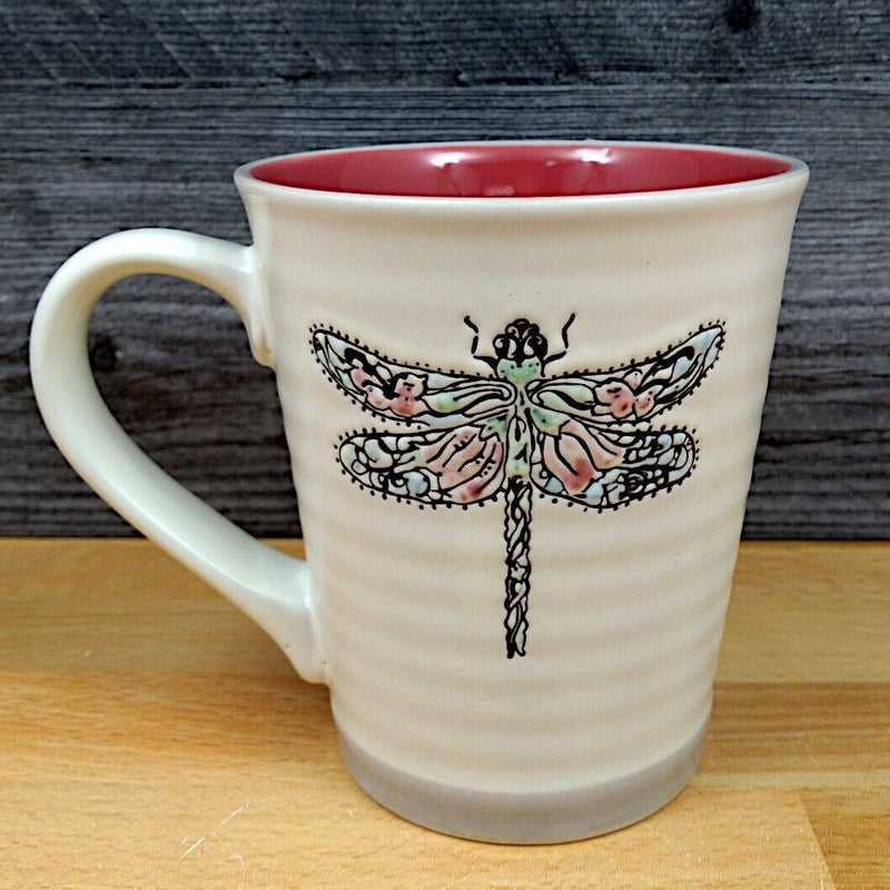 Load image into Gallery viewer, Floral Dragon Fly Coffee Mug 18oz (532ml) Embossed Beverage Tea Cup Blue Sky
