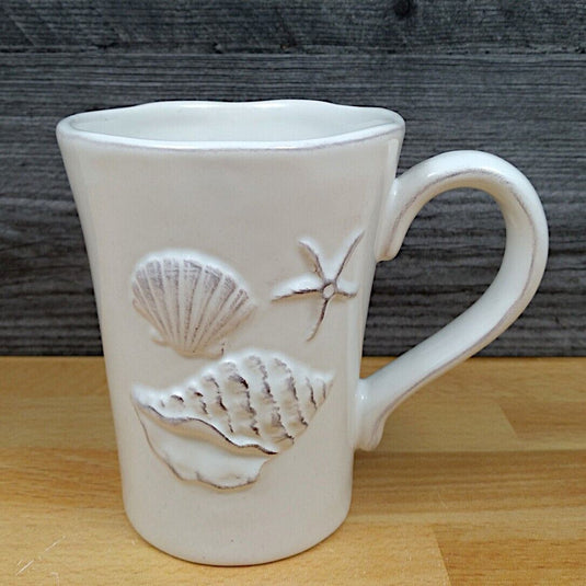Laguna Coastal White Coffee Mug Embossed Sea Nautical Tea Cup by Blue Sky