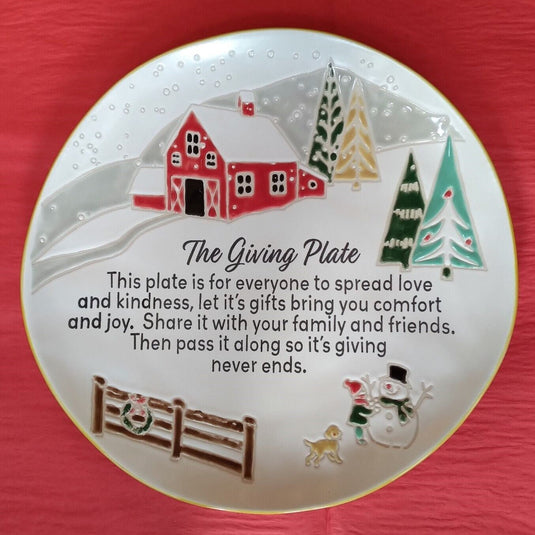 Winter Scene Christmas Holidays Giving Plate 11" By Blue Sky Clayworks