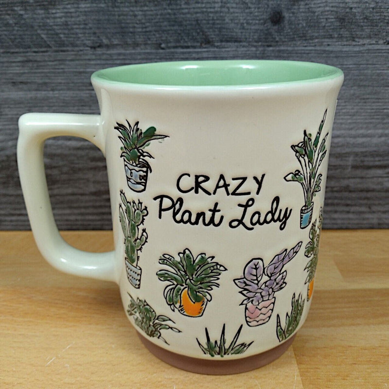 Load image into Gallery viewer, Crazy Plant Lady Floral Coffee Mug 18oz Embossed Tea Cup Ceramic by Blue Sky
