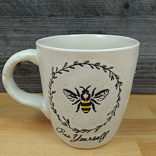 Be Yourself Saying Coffee Mug 16oz (473ml) Bee Embossed Beverage Cup Blue Sky