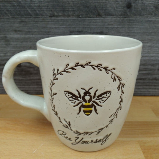 Be Yourself Saying Coffee Mug 16oz (473ml) Bee Embossed Beverage Cup Blue Sky