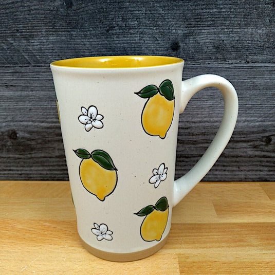 Lemon Bloom Coffee Mug 17oz (455ml) Embossed Beverage Cup Blue Sky