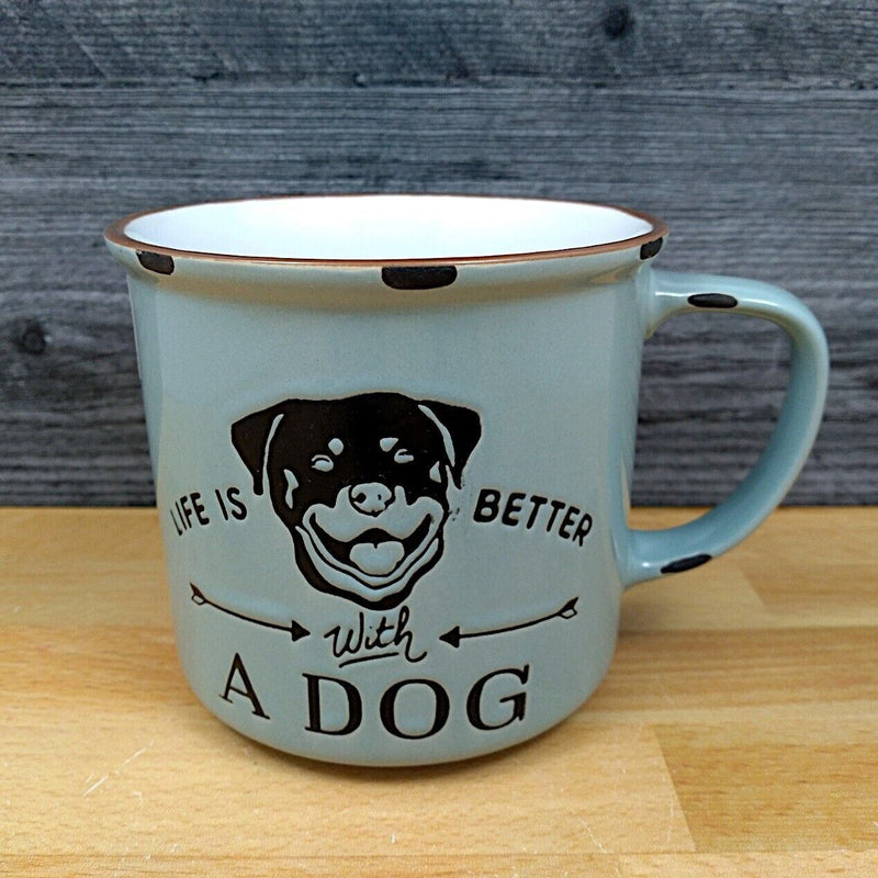 Load image into Gallery viewer, Life is Better with a Dog Coffee Mug 18oz (532ml) Embossed Tea Cup Blue Sky
