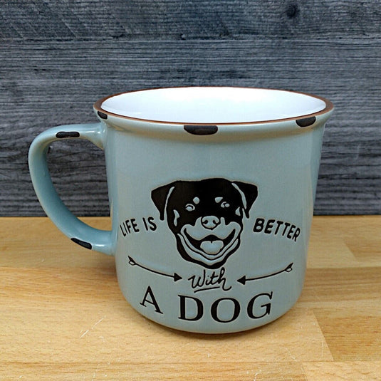 Life is Better with a Dog Coffee Mug 18oz (532ml) Embossed Tea Cup Blue Sky