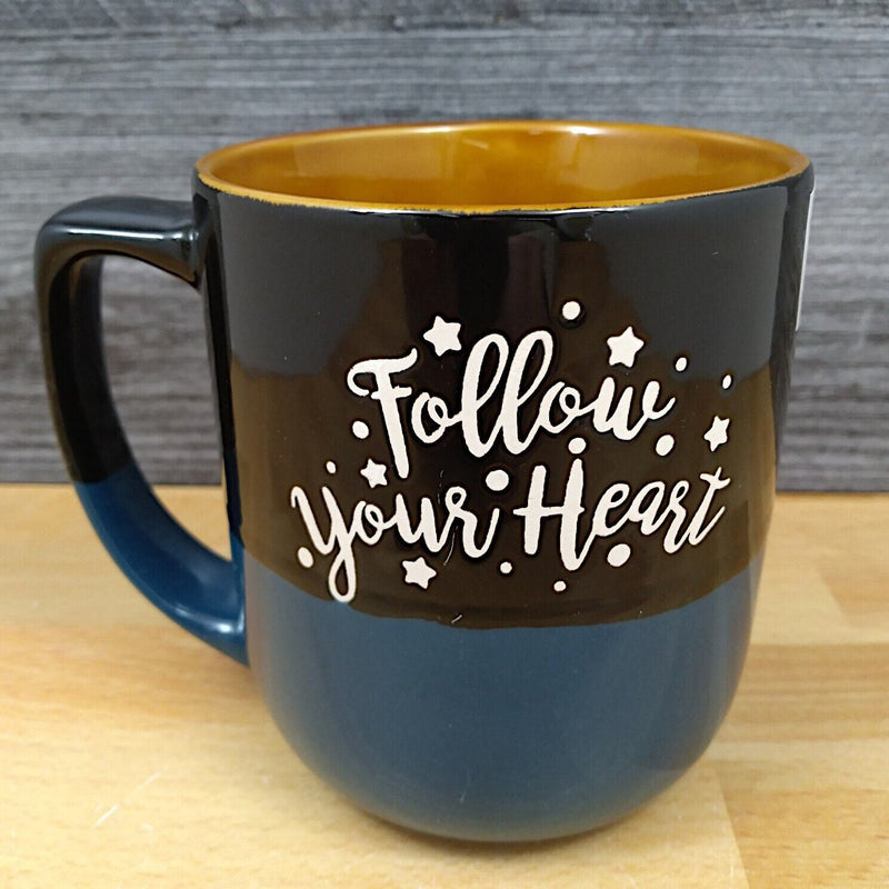 Load image into Gallery viewer, Follow Your Heart Saying Coffee Mug 16oz 473ml Embossed Tea Cup by Blue Sky
