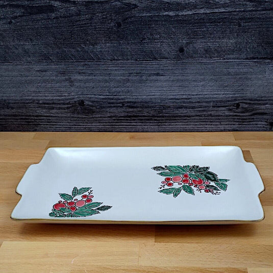 Holiday Christmas Berry Tray Serving Plate 12" Platter Blue Sky