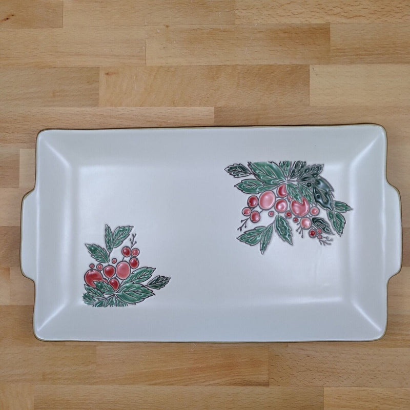 Load image into Gallery viewer, Holiday Christmas Berry Tray Serving Plate 12&quot; Platter Blue Sky
