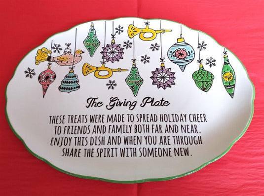 Giving Platter Holiday Christmas Retro Ornaments Plate 15" By Blue Sky Clayworks