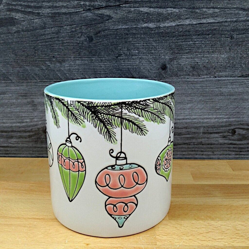 Load image into Gallery viewer, Retro Ornament Holiday Canister 5&quot; Decorative Christmas Jar Blue Sky Clayworks
