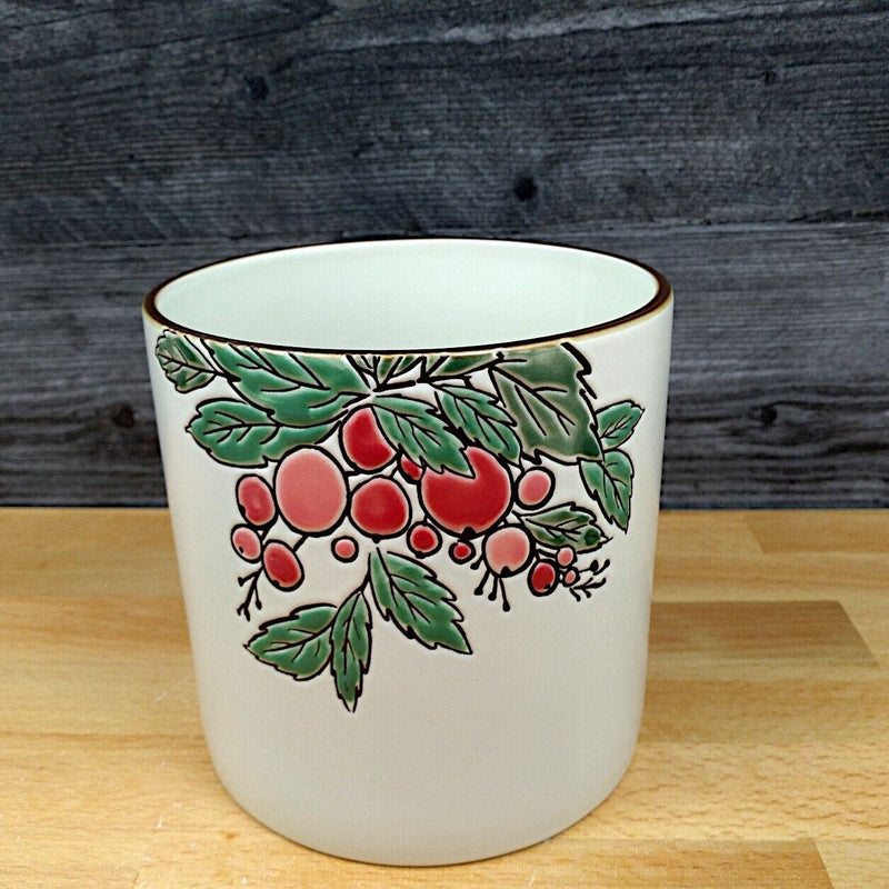 Load image into Gallery viewer, Holiday Berry Floral Canister Set of 2 Embossed Jars Home Décor 4 &amp; 5"
