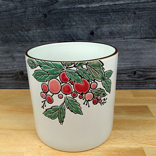 Holiday Berry Floral Canister Set of 2 Embossed Jars Home Décor 4 & 5"
