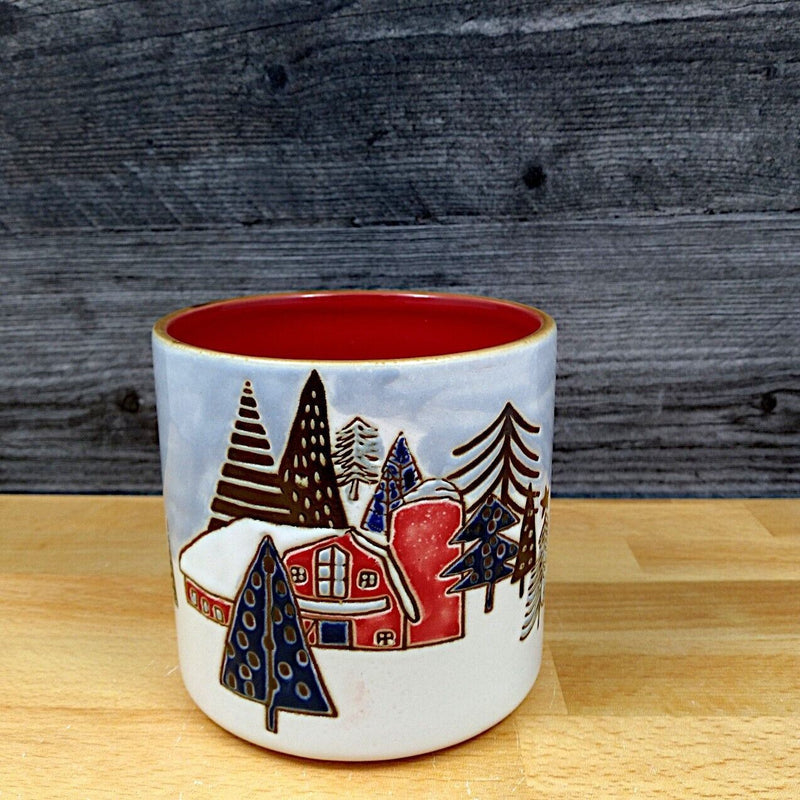 Load image into Gallery viewer, Elk Ridge Canister Set of 2 Winter Scene Holiday 4 &amp; 5&quot; Embossed Jars Home Décor
