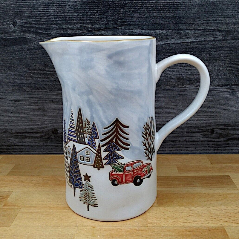 Load image into Gallery viewer, Holiday Christmas Pitcher Elk Ridge Winter Scene Decorative Home Deco Blue Sky
