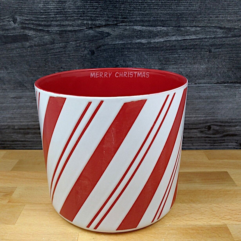 Load image into Gallery viewer, Candy Cane Holiday Planter 6&quot; Decorative Christmas Canister Blue Sky Clayworks
