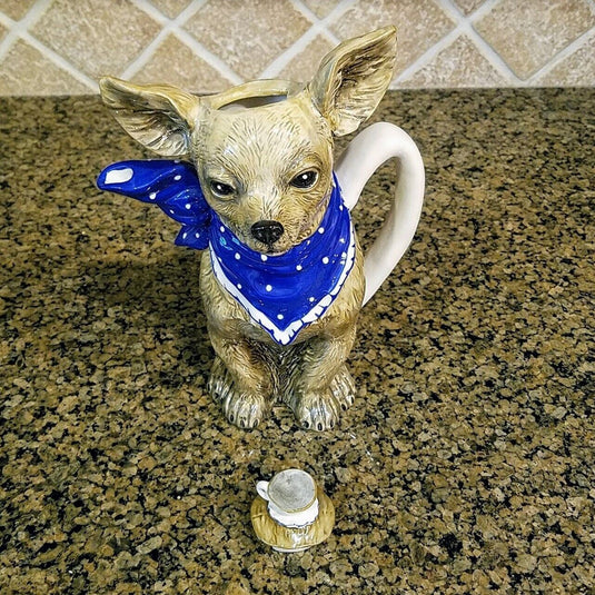 Tea with Diddy Teapot Chihuahua Dog Collectible Home Kitchen Décor Goldminc