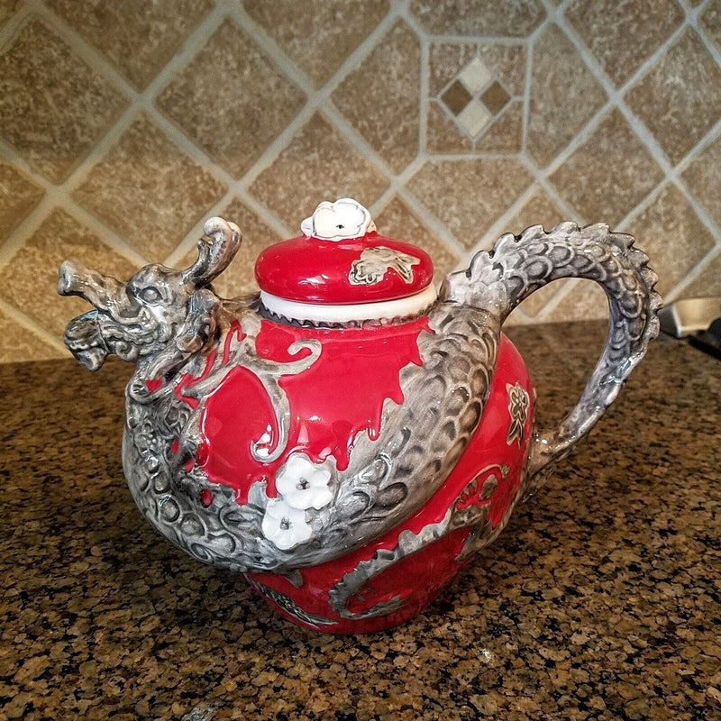 Load image into Gallery viewer, Red Dragon Teapot Decorative Collectible Kitchen Décor Heather Goldminc Blue Sky
