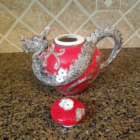 Red Dragon Teapot Decorative Collectible Kitchen Décor Heather Goldminc Blue Sky