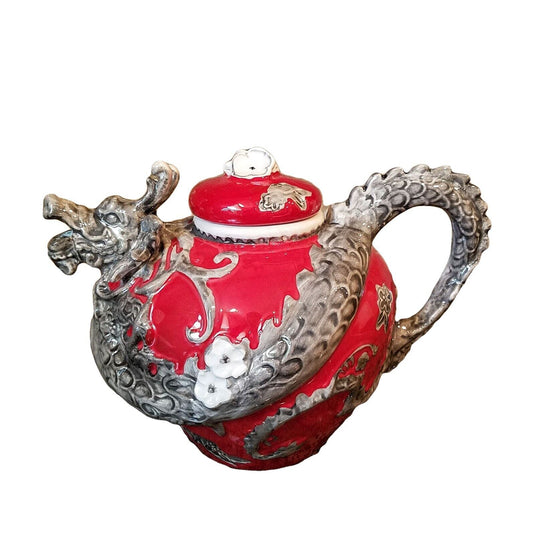 Red Dragon Teapot Decorative Collectible Kitchen Décor Heather Goldminc Blue Sky