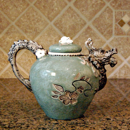 Green Dragon Teapot Collectible Decorative Kitchen Home Décor Blue Sky Clayworks