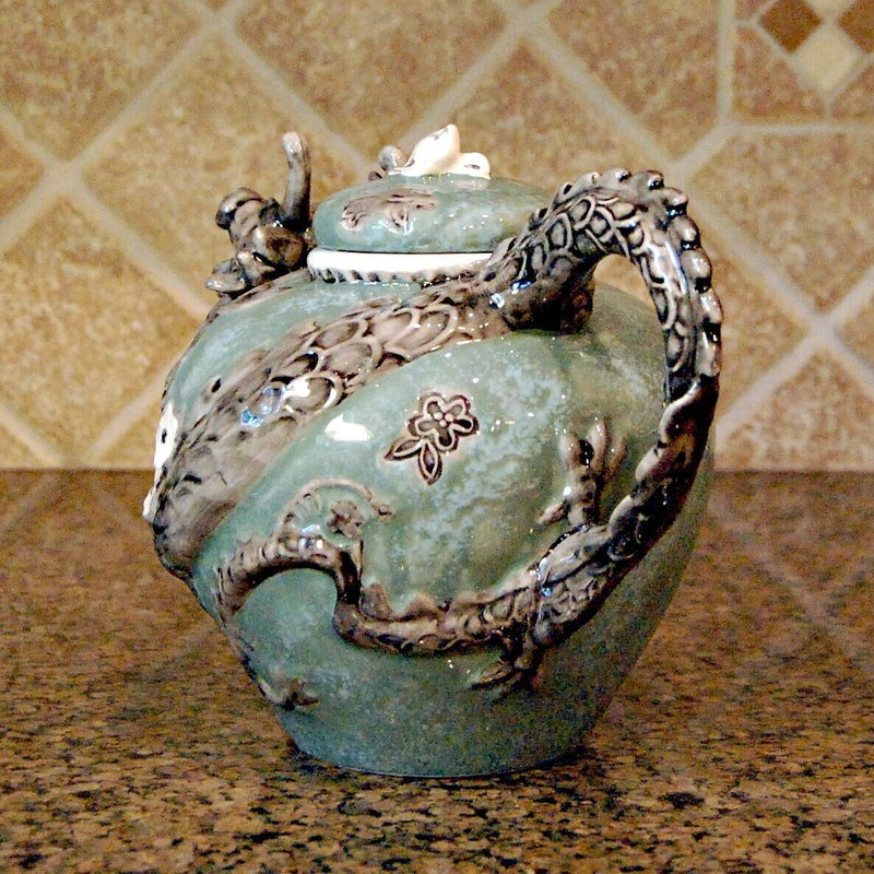 Load image into Gallery viewer, Green Dragon Teapot Collectible Decorative Kitchen Home Décor Blue Sky Clayworks
