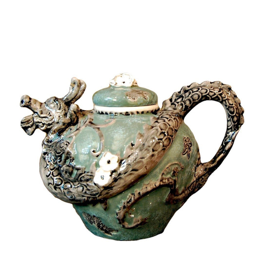 Green Dragon Teapot Collectible Decorative Kitchen Home Décor Blue Sky Clayworks