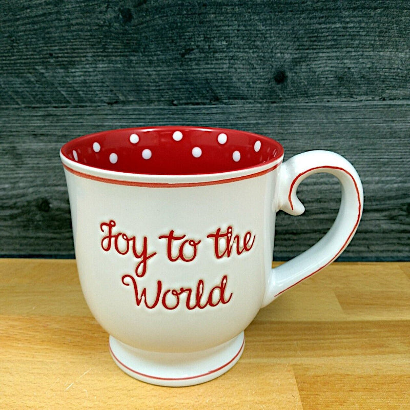 Load image into Gallery viewer, Joy to the World Holiday Coffee Mug 17oz 455ml Embossed Christmas Cup Blue Sky
