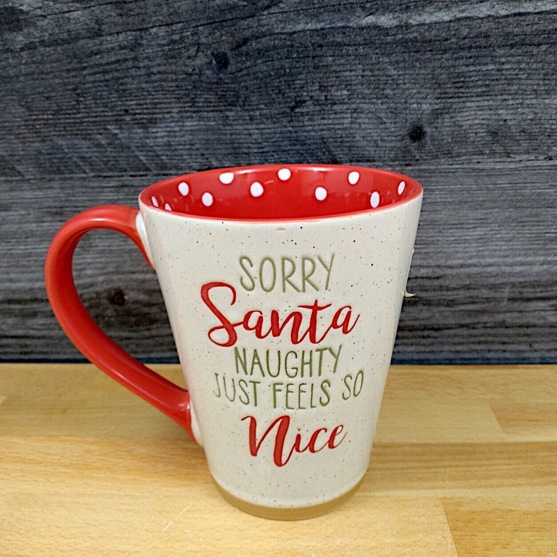 Load image into Gallery viewer, Holiday Santa Saying Coffee Mug 17oz 455ml Embossed Christmas Cup Blue Sky
