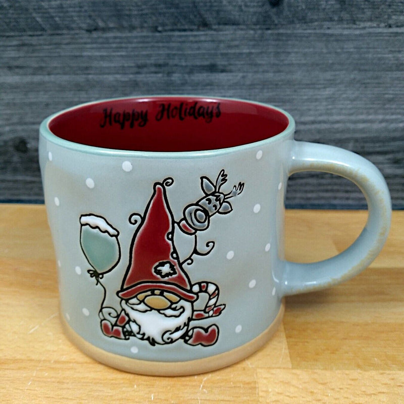 Load image into Gallery viewer, Happy Holidays Gnome Coffee Mug 17oz 455ml Embossed Christmas Cup by Blue Sky
