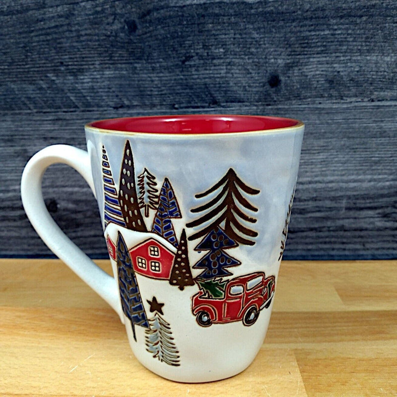 Load image into Gallery viewer, Elk Ridge Winter Holiday Coffee Mug 17oz 455ml Embossed Christmas Cup Blue Sky
