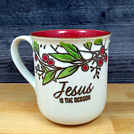 Religious Saying Christmas Coffee Mug 18oz 532ml Embossed Holiday Cup Blue Sky
