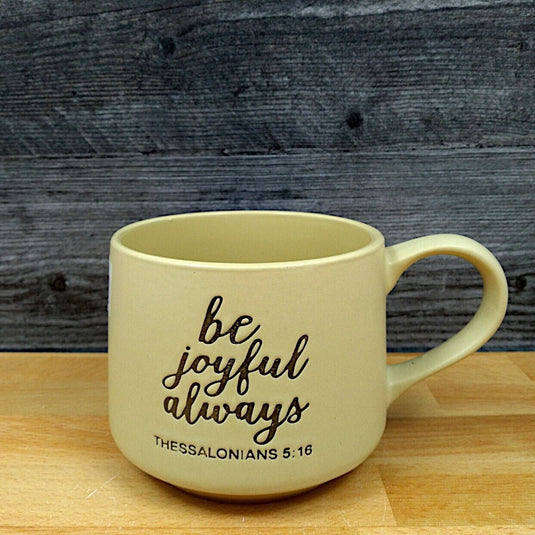 Religious Saying Be Joyful Always Coffee Mug 18oz 532ml Embossed Cup Blue Sky