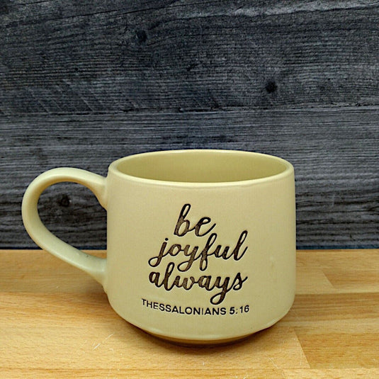 Religious Saying Be Joyful Always Coffee Mug 18oz 532ml Embossed Cup Blue Sky