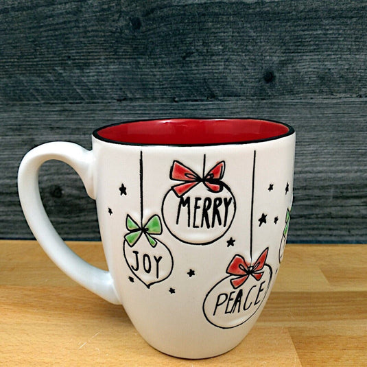 Christmas Ornaments Coffee Mug 16oz (473ml) Embossed Holiday Tea Cup Blue Sky