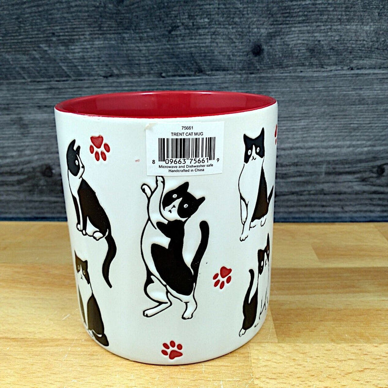 Load image into Gallery viewer, Cat Lovers Coffee Mug Red and White 17oz (455ml) Embossed Beverage Cup Blue Sky
