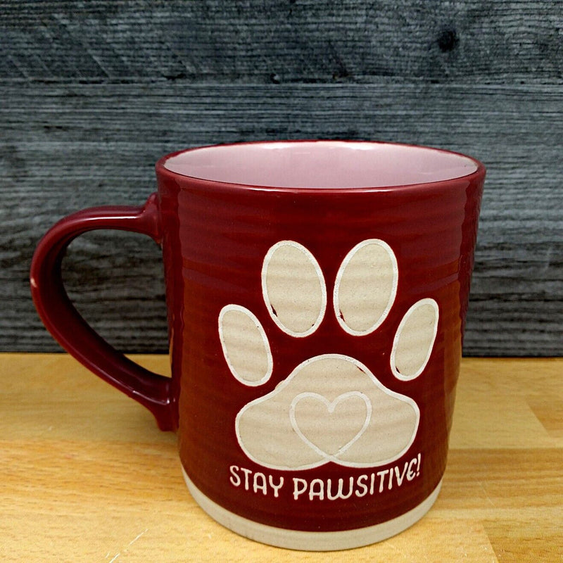 Load image into Gallery viewer, Stay Pawsitive Dog Inspirational Coffee Mug 18oz 532ml Embossed Tea Cup Blue Sky
